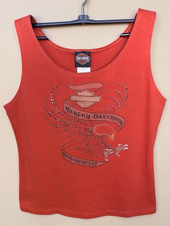 Harley-Davidson Tops - HARLEY-DAVIDSON | Rhinestone Eagle Tank Top | Orange | Size L